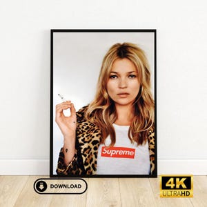 Kate Moss Supreme Poster, druckbare Kunst, Hypebeast Wandkunst, supreme Poster, digitale Kunst, Luxuskunst, Streetwear Wandkunst, Bape Wandkunst