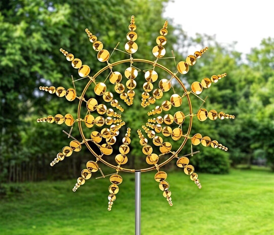 Kinetic Gold Windmill Rainbow Metal Windmill for the Garden - Etsy UK