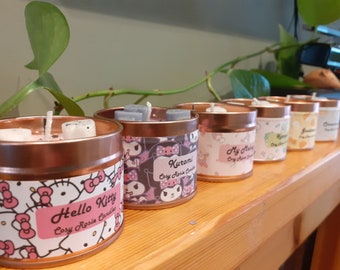 Sanrio Candles Kuromi My Melody Hello Kitty Keroppi Gudetama Cinamoroll Handmade Vegan Soy Wax Glitter Pastel Japanese Gifts