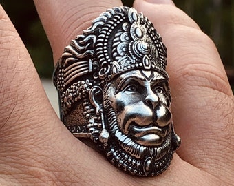 Hanuman ring beautiful original signed by artist Ruben X V  50 grams Hanuman Ring Sterling gold plating 100 extra design by Ruben Viramontes