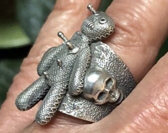 RXV-rings Voo Doo Doll Ring silver ring made to order any size