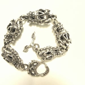 Skulls chain Bracelet all Sterling 925 silver all soldered links