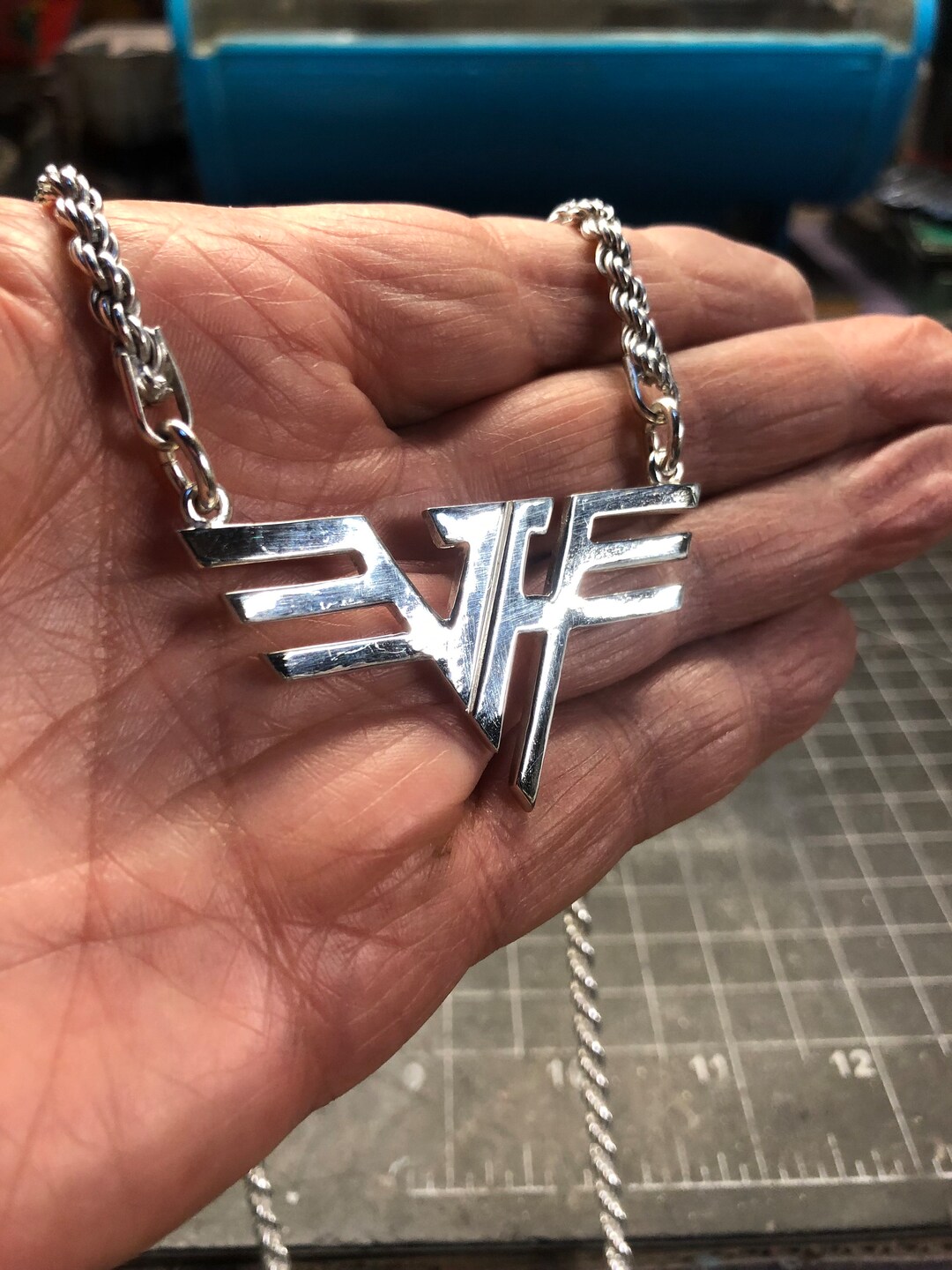 Van Halen Necklace, Signed and Dated by Artist Pure Sterling Silver 925