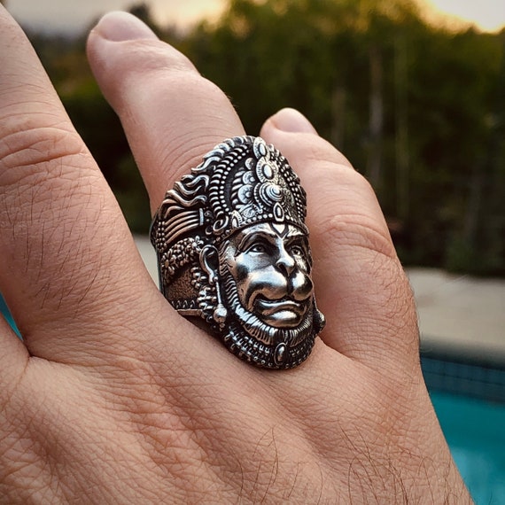 Silver Finger Ring With Hanuman Design : Amazon.in: Jewellery
