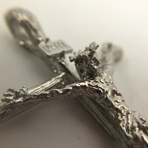 Crucifix passion Christ solid PLATINUM Pt 950 hand sculpted and detailed realistic