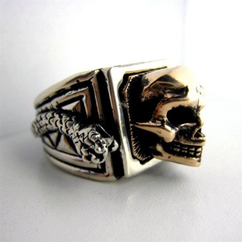 Skull Rattler Snake Rattler Custom Skull Ring - Etsy