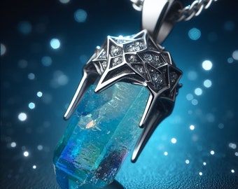 Collier comète en cristal avec pendentif en argent sterling et cristaux différents