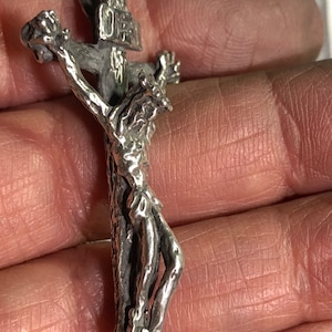 Crucifix realistic Handmade Sterling Silver , Crucifix pendant, Jesus , Religious Pendant, Lord , Crucifix Pendant 1x2 inch