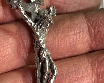 Crucifix realistic Handmade Sterling Silver , Crucifix pendant, Jesus , Religious Pendant, Lord , Crucifix Pendant 1x2 inch