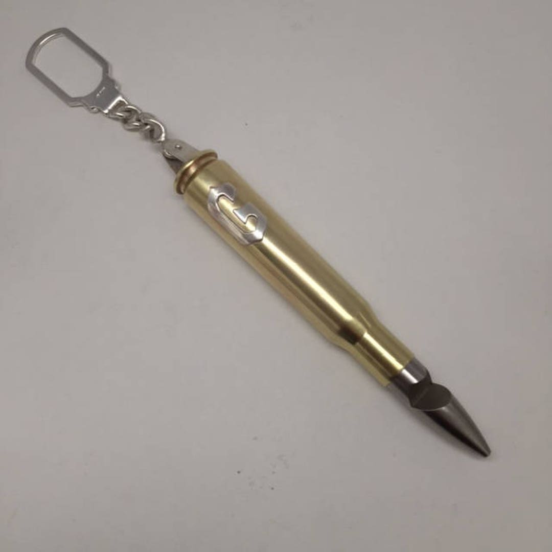 Personalized 50 Cal Bullet Bottle Opener Silver Detail Silver Initials ...