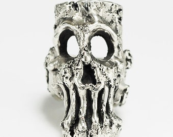 Corkenstein Skull Ring solid silver 63 grams made to any size by RXV rings RXVrings