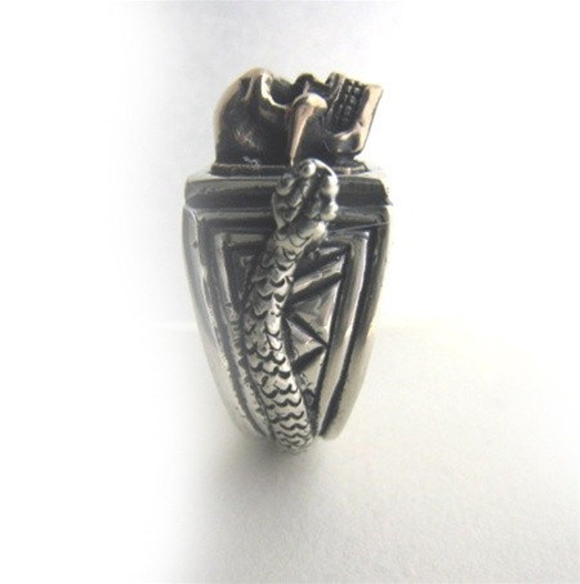 Skull Rattler Snake Rattler Custom Skull Ring - Etsy