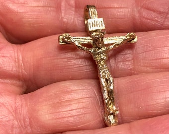 24k 1.5 inch tall Crucifix realistic hand made with twigs and wax truly inspired