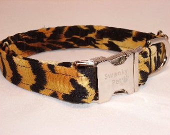Gold Cat Collar Tiger Print Collar Gold Dog Collar Tiger Cat collar Tiger Collar Tiger Pet Collar Gold Collar Tiger Dog Collar