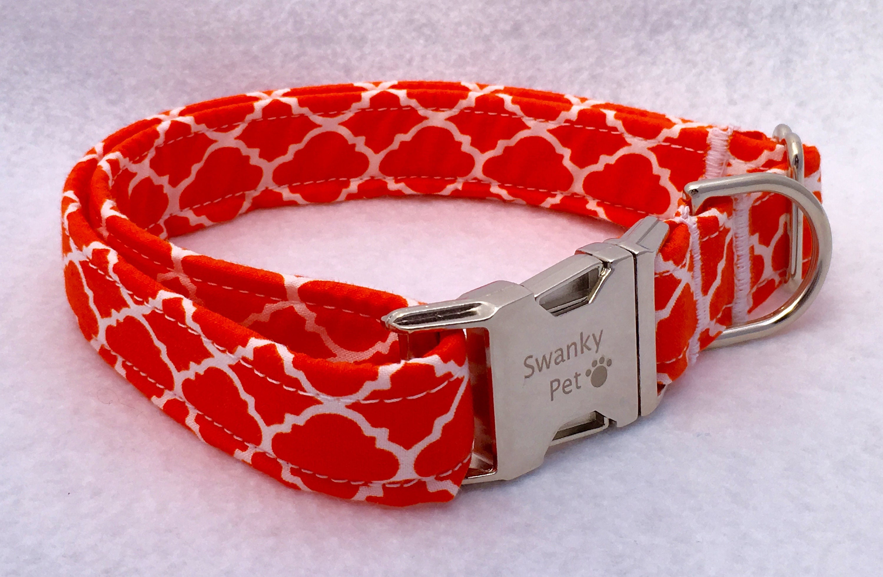 Chic & Stylish Orange Geo Dog Collar from Swanky Pet Etsy
