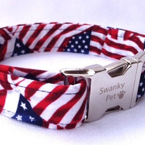 Glory Days - Patriotic American Flag Print Dog Collar by Swanky Pet