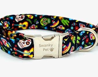 Sugar Skulls - Stylish Cinco De Mayo Dog Collar