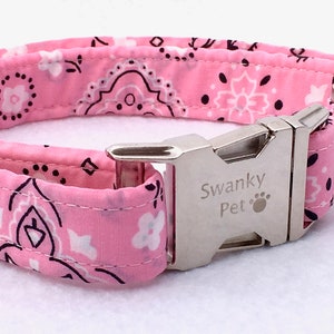 Cowgirl - Stylish Pink Bandana Print Dog Collar