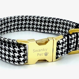 Black and White Houndstooth Dog Collar by Swanky Pet