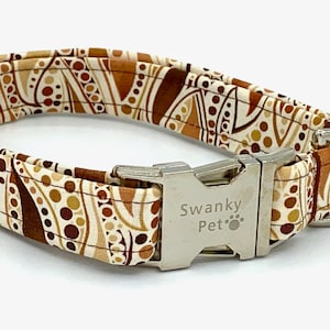 Java Jive - Retro Chocolate Striped Dog Collar by Swanky Pet