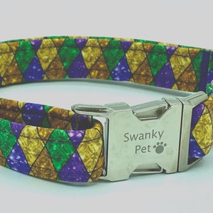 Mardi Gras Diamonds Dog Collar by Swanky Pet