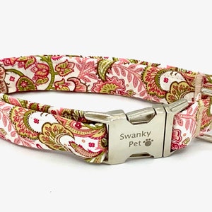 Notting Hill - A Stylish Pink Paisley Dog Collar from Swanky Pet