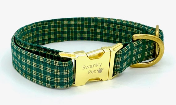 Stylish Green Plaid Dog Collar by Swanky Pet Etsy UK