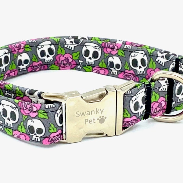 Girly Skulls Dog Collar