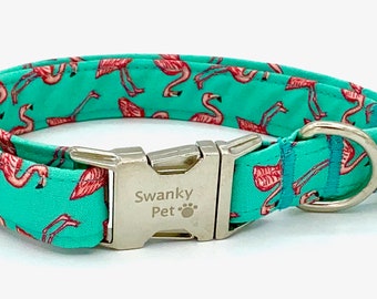 Pink Flamingos - Summer Dog Collar by Swanky Pet