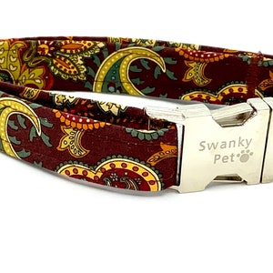 Stylish Fall Paisley Dog Collar by Swankypet