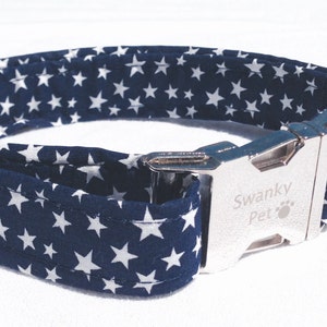 Navy Stars - Patriotic Dog Collar by Swanky Pet