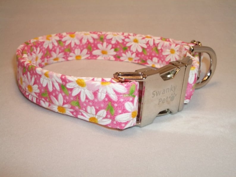 Pink Daisy Print Dog Collar by Swanky Pet Etsy