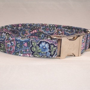 Stylish Blue Paisley Dog Collar by Swanky Pet