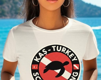 Kas Türkei Tauch-T-Shirt | Softstyle-T-Shirt, Geschenk für Taucher, Strandbekleidung, Abenteuer-Shirt, Reise-Souvenir, Geschenk für Taucher
