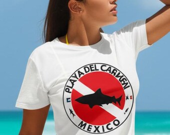 Playa Del Carmen Mexiko T-Shirt, Unisex Vintage Grafik T-Shirt, Strandliebhaber Kleidung Geschenk für Taucher Reise Souvenir, Lässiges Sommer Outfit