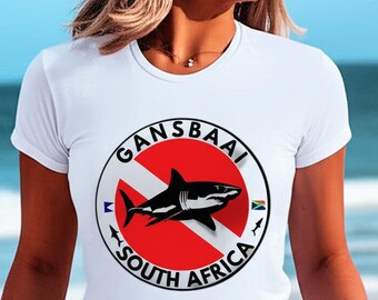 Gansbaai Südafrika Hai T-Shirt, Reise T-Shirt, Abenteuer Shirt, Ozean Liebhaber Geschenk, Unisex Casual Wear, Taucher Geschenk