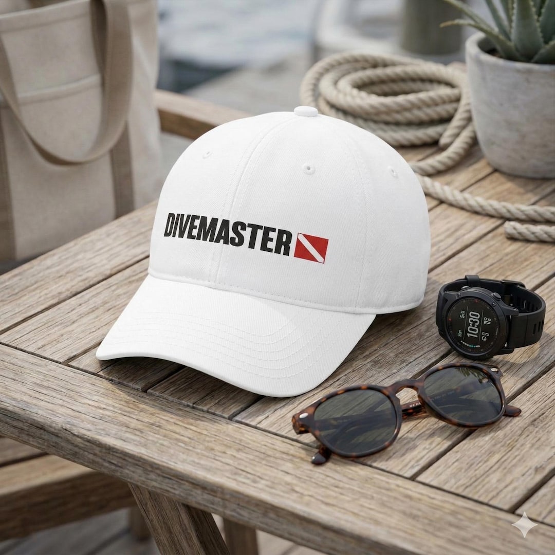 Divemaster Scuba Diving White Cap | Professional Dive Leader & Guide ...