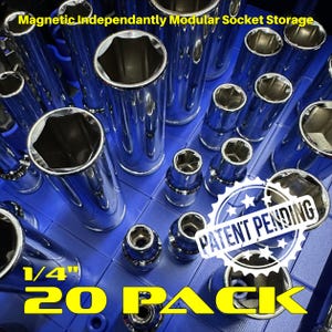 1/4" (20 Pack) ToolBlok Modular Magnetic Socket Organizer