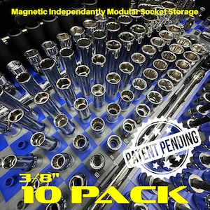 10 Pack 3/8" ToolBlok Modular Magnetic Socket Organizer