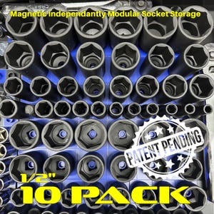 10 Pack 1/2" ToolBlok Modular Magnetic Socket Organizer