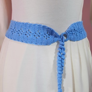 Blauwe riem, gehaakt, handgemaakt, voor blouses, jurken en shirts