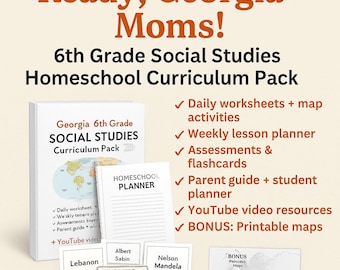 Georgia 6th Grade Social Studies Curriculum: Complete Homeschool Bundle (PDF)
