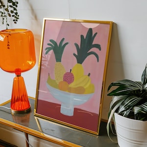 Impression d&#39;art de fruits vibrants, décoration d&#39;intérieur colorée, art mural tropical, cadeau unique pour les amateurs de fruits, décoration de cuisine moderne
