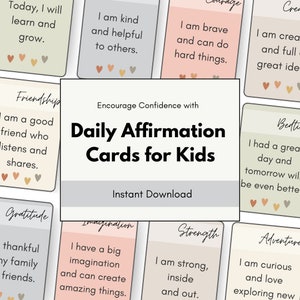 Carte di affermazione quotidiana per bambini / Affermazioni positive stampabili / Download istantaneo