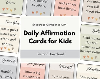 Kids Daily Affirmation Cards | Positive Affirmations Printable | Instant Download