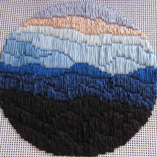 Blue Ridge Sunset Longstitch naaldsteekgids (alleen PDF, geen canvas of garen)