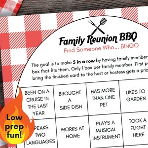 Family Reunion Find Someone Who Bingo Game Printable | Family BBQ Gathering Fun Games | Find the Guest Bingo Instant Download | TBS003