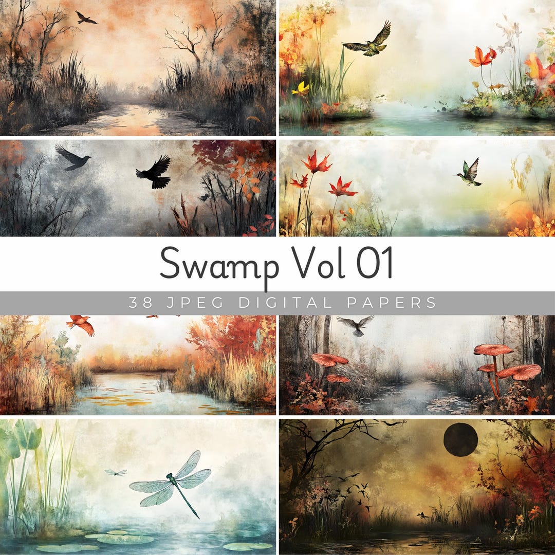 38 Junk Journal Swamp, Marsh Digital Paper, DIY Crafts, Scrapbook Paper ...