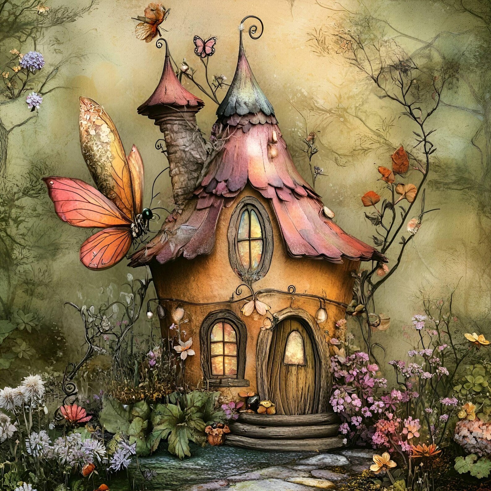 20 Enchanted Fairy Houses: Whimsical Printable Art, Digital Download ...