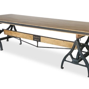 Industrial Sawhorse Conference Table - Iron Base - Wood Beam - Natural